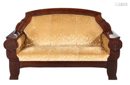 Sofa in Biedermeier style, Denmark around 1920, solid mahoga...