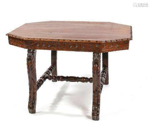 Founder's period table around 1880, solid oak, octagonal top...