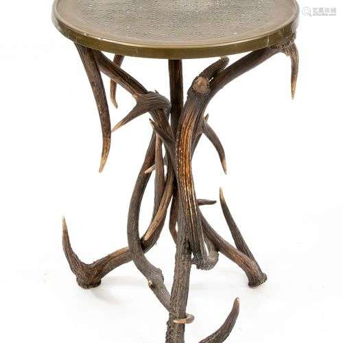 Side table made of antlers around 1920, marbled plate made o...
