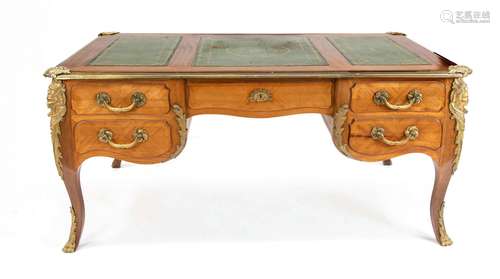 Large rococo style desk, 20th century, mahogany veneer, curv...