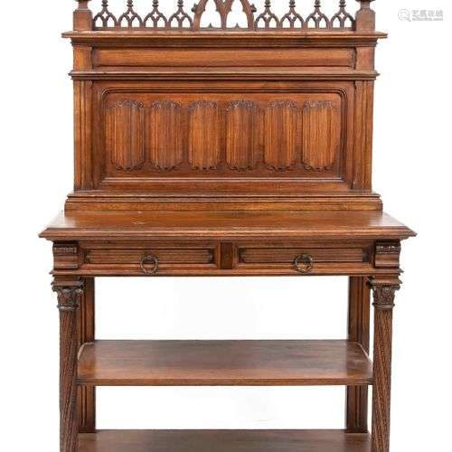 Console cabinet in neo-gothic style, historicism around 1880...