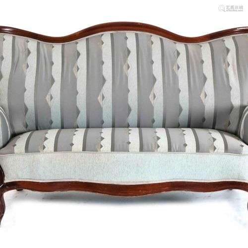 Late Biedermeier sofa around 1860, solid mahogany, 104 x 178...