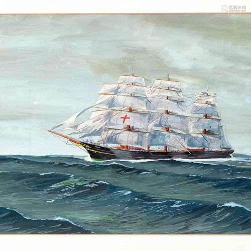Marine painter mid-20th century, historical three-master on ...