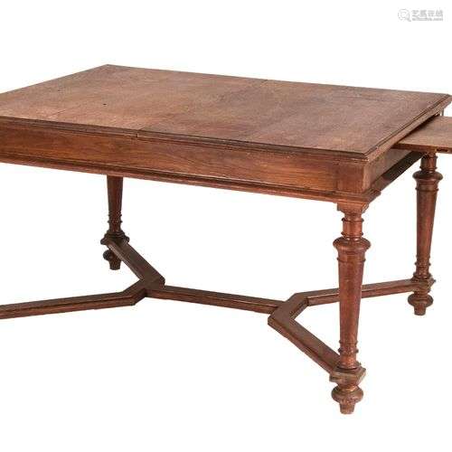 Extending table around 1880, solid oak, 77 x 133 x 103 cm, e...