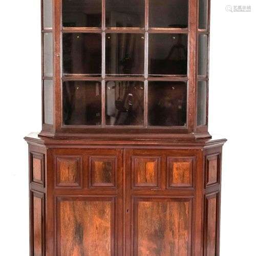 Glass top cabinet, England 19th c., walnut/mahogany, 2-door ...