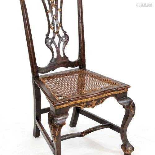 Baroque chair, 18th century, solid walnut, old worm damage, ...