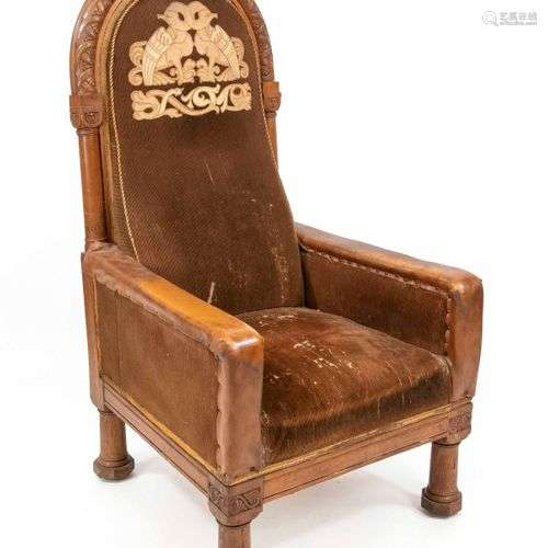 Interesting Art Nouveau armchair circa 1900, oak, unknown de...