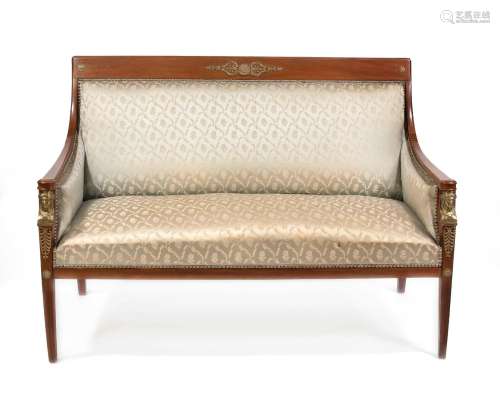 Empire style sofa circa 1900, solid mahogany, all sides styl...