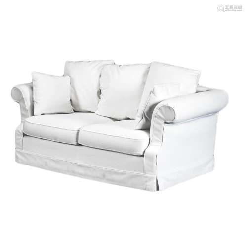 Modern sofa for two, ISC France, white wool cover, h. ca. 88...