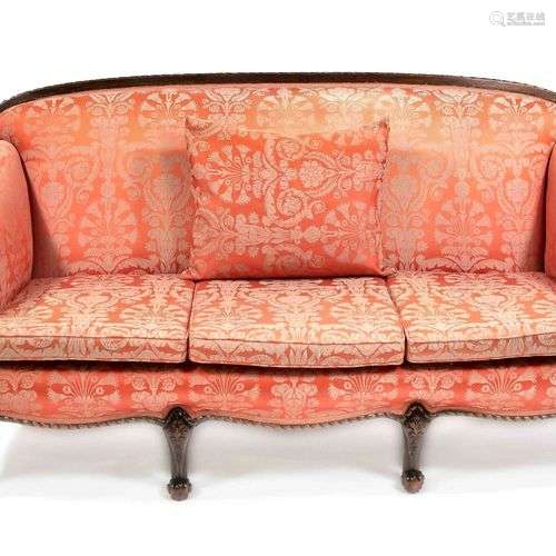 Baroque style sofa, 20th c., solid oak, reupholstered, match...