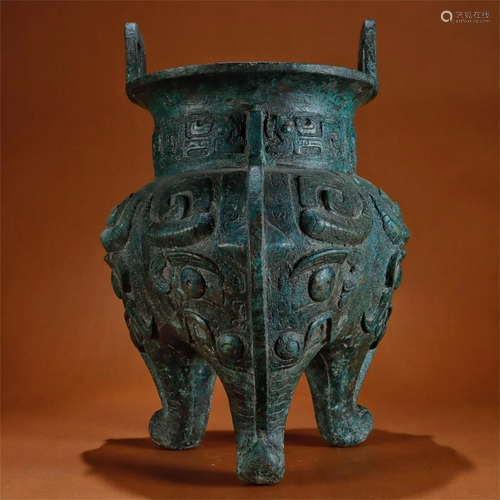 A Bronze Double Ear Incense Burner