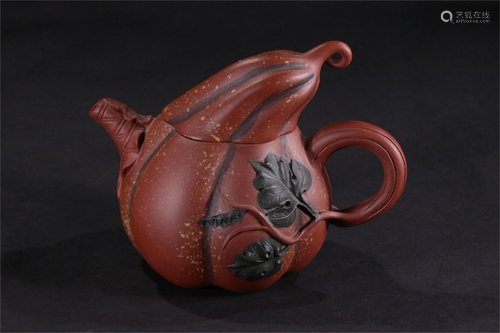 A Yixing Zisha Melon Shaped Teapot