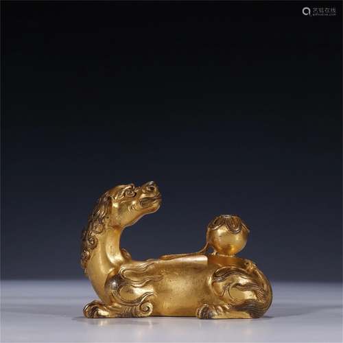 A Gilt Bronze Beast Shaped Decoration