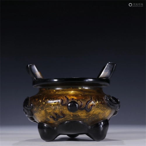 A Peking Glass Dragon Patterned Incense Burner