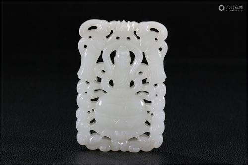 A Carved Jade Pendant with Guanyin Pattern