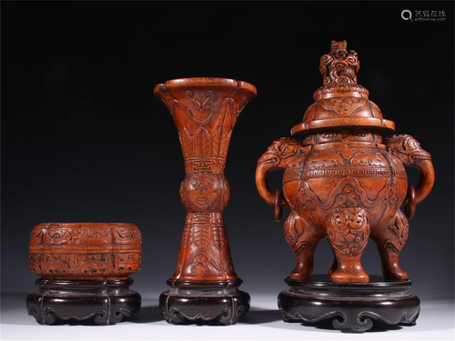 A Set of Carved Agarwood Crafts