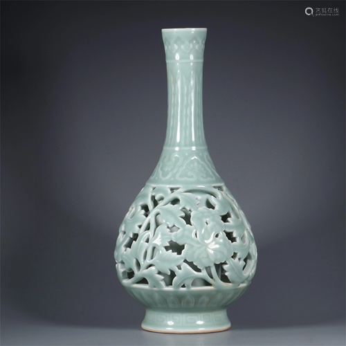 A Celadon Glazed Flower Patterned Vase