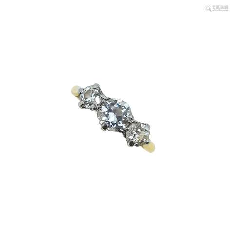 A three stone diamond ring,