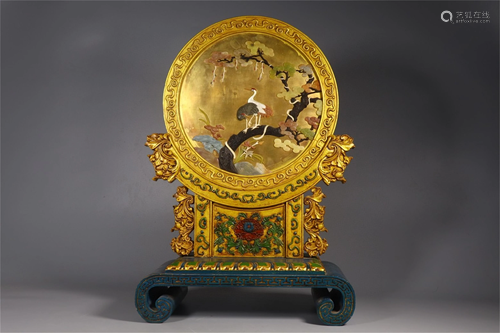 A Gilt Bronze Table Screen