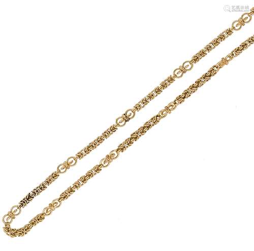 A modern 9ct gold long chain,