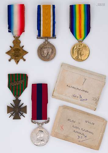 A WW1 medal trio together with a Distinguished Conduct Medal...