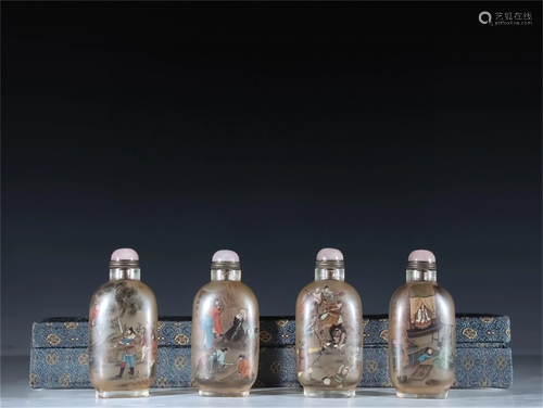 Set of Peking Glass Snuff Bottles with Figure & Story