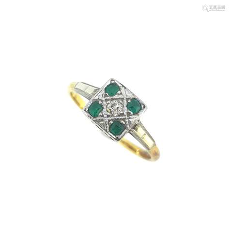 An Art Deco emerald and diamond ring,