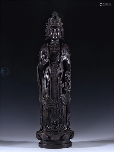 A Carved Agarwood Guanyin Statue