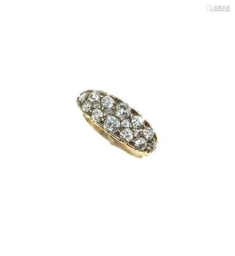 A boat shaped diamond cluster ring,