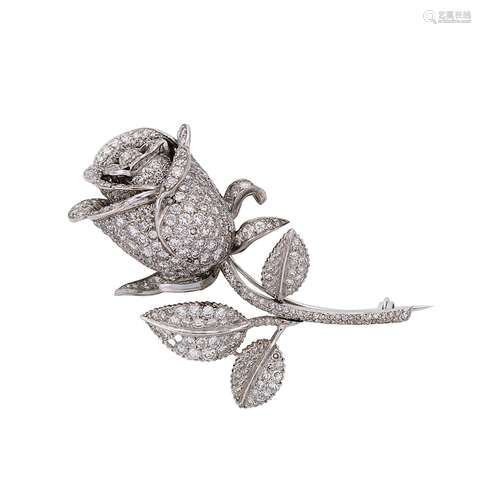 A diamond rose brooch,