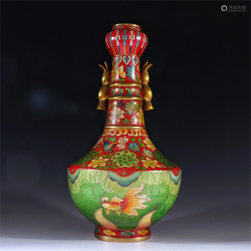 A Cloisonne Double Ear Vase