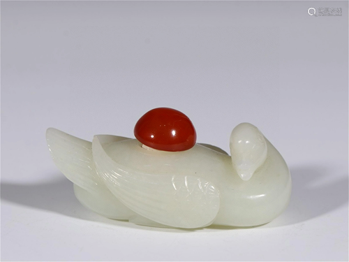 A Carved Jade Goose Shaped Ornament