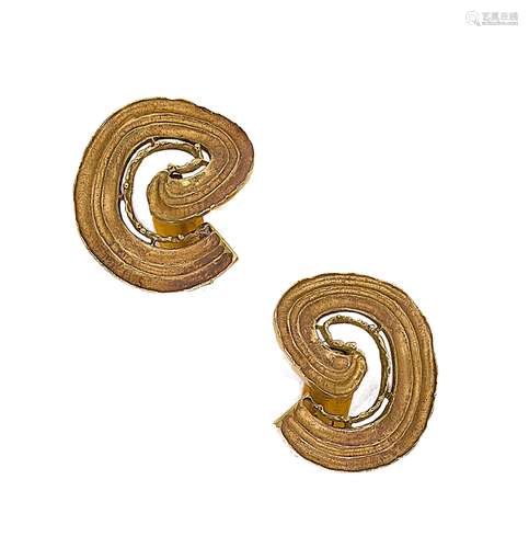 A pair of late 20th century abstract ear clips,