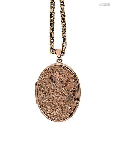 A 9ct gold picture locket and chain,