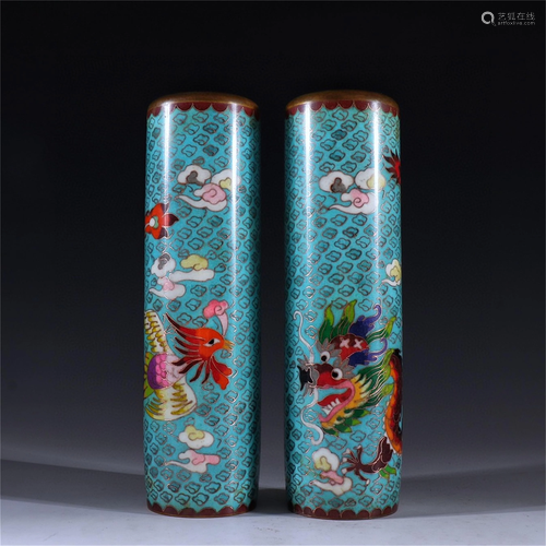 A Pair of Cloisonne Incense Holders