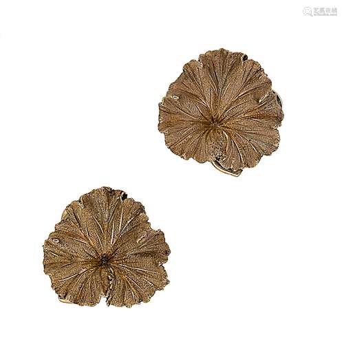 A pair of leaf shaped ear clips,