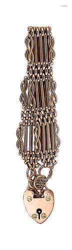 A 9ct rose gold gate link bracelet,