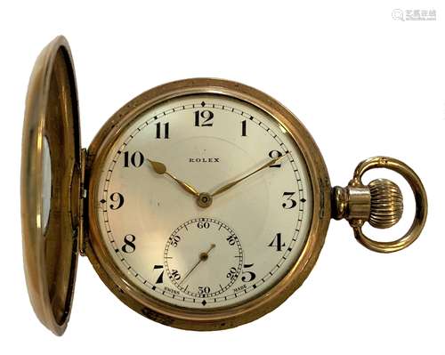 Rolex - A gold-plated half hunter pocket watch,