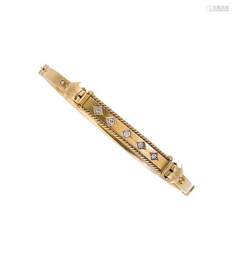 A 15ct gold Victorian diamond set hinged bangle,