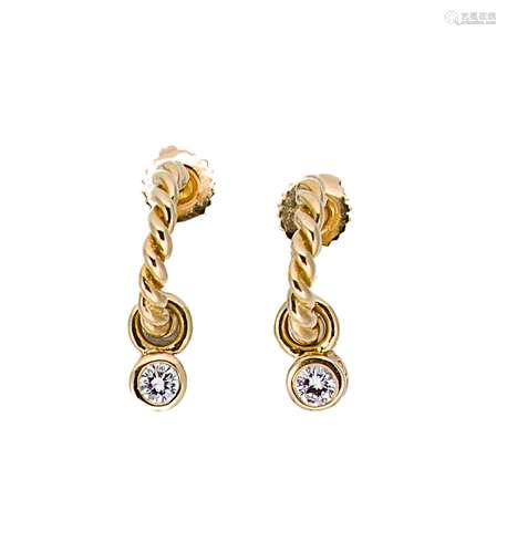 A pair of hoop ear studs, mark of Tiffany & Co,