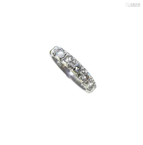 An 18ct white gold diamond half eternity style ring,