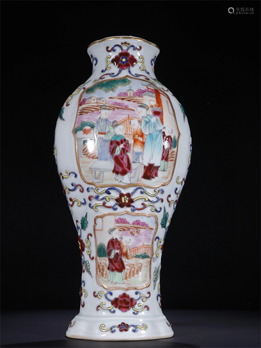 A Famille Rose Figure Patterned Porcelain Vase