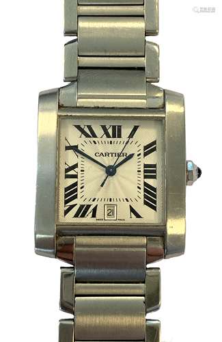 Cartier - A gentleman's steel 'Tank Française' wristwatch,