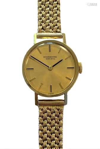 IWC - A lady's 18ct gold wristwatch on a later 9ct gold brac...