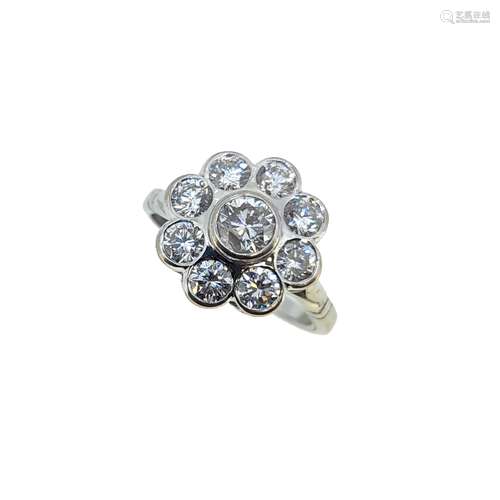 An 18ct gold modern diamond 'flower' cluster ring,