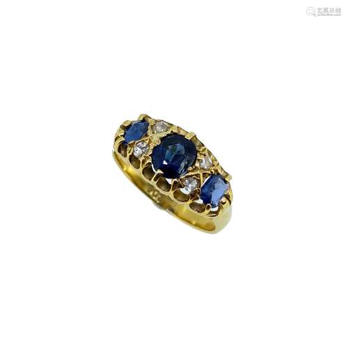 An early 20th century sapphire and diamond ring,