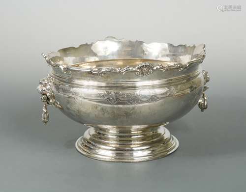 A George V silver punch bowl,