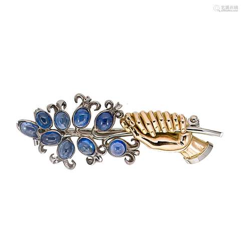 A sapphire 'bluebell' brooch,