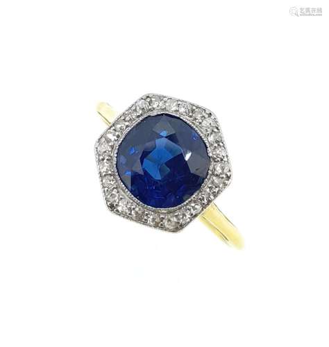 An Art Deco sapphire and diamond ring,