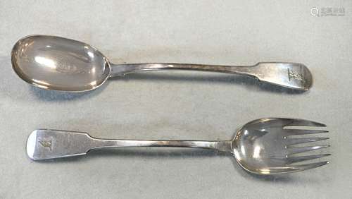 A pair of George III silver salad servers,